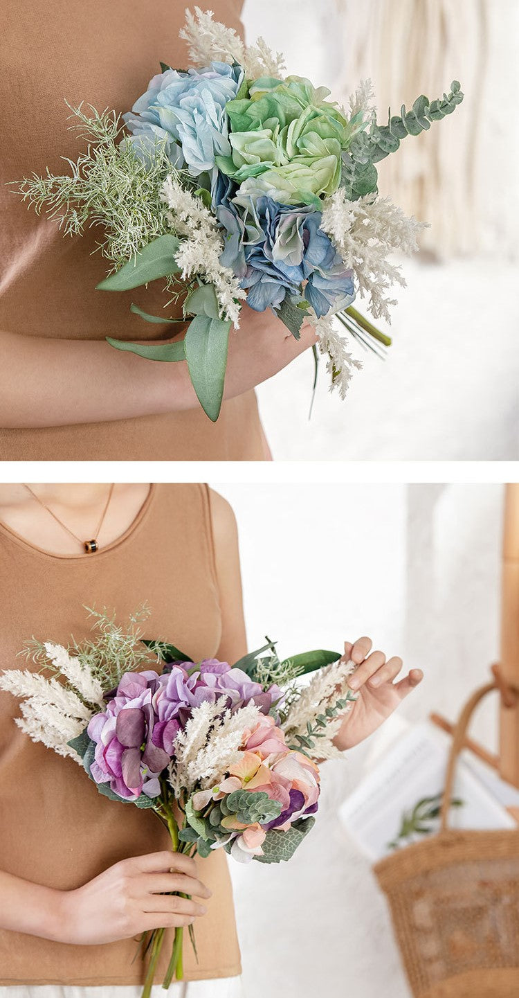 Artificial Hydrangea Flowers Bouquet 12 Inch Mixed Color Silk Bulk Arrangement 10 Pcs