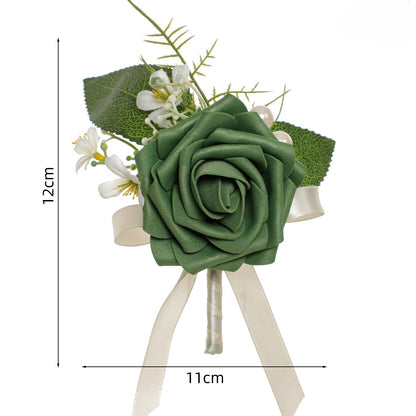 Premium 6 Pcs Men's Boutonniere High Quality Silk Rose Wedding Groomsmen Corsage Prom Anniversary Events Durable Floral Accessories