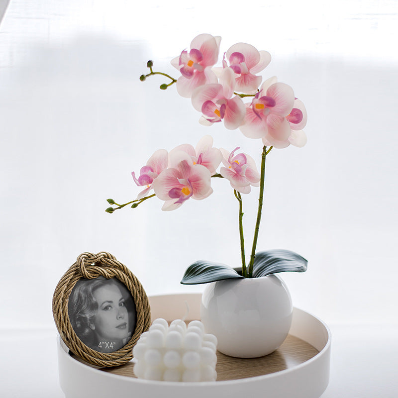 13 Inch Artificial Orchid Flowers 6 Pcs Real Touch Silk Potted Plants