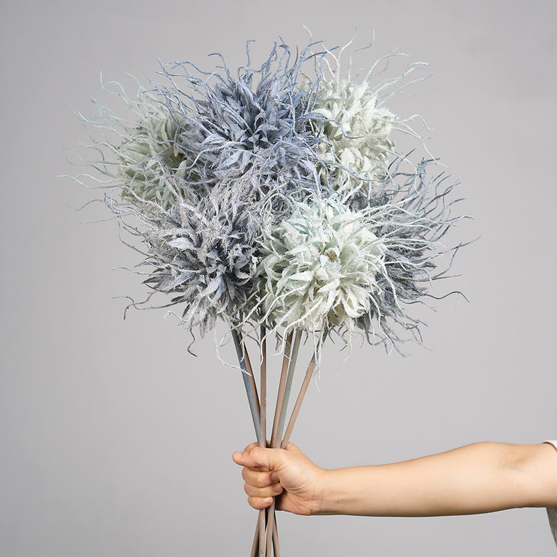 Single Stem Artificial Lightning Ball Flower, 30" Tall, Silk-Like Fabric, Indoor Outdoor Decor for Weddings, Events, Homes