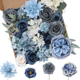 24 Pcs Silk Rose Bouquet Combo Dahlia & Roses Bouquet Kit with Adjustable Stems Hyper-Realistic Floral Arrangements for Wedding Arches Bridal DIY Baby Shower Centerpieces & Moody Home Decor UV Fade Resistant Wholesale
