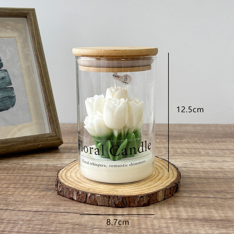 Valentine's Day Tulip Floral Aromatherapy Candle - Ins Vibe Gift Glass Jar Candle