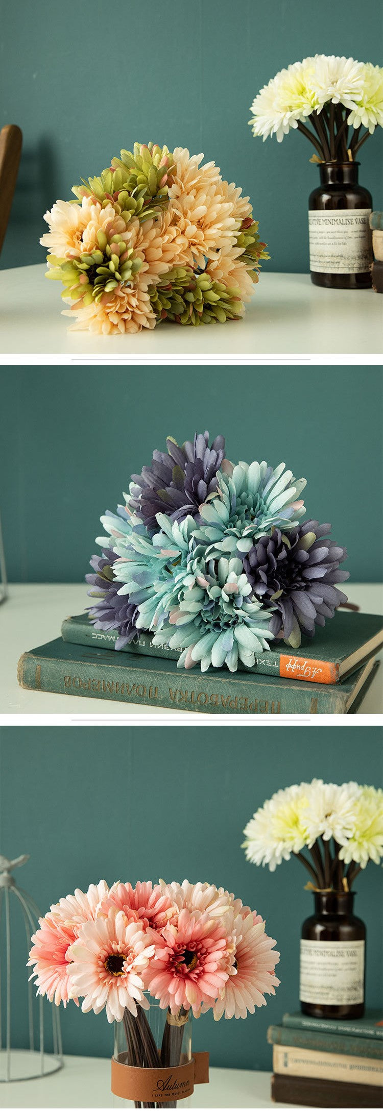 11 Inch Artificial Silk Gerbera Bouquet November Birth Flowers Bulk Wholesale