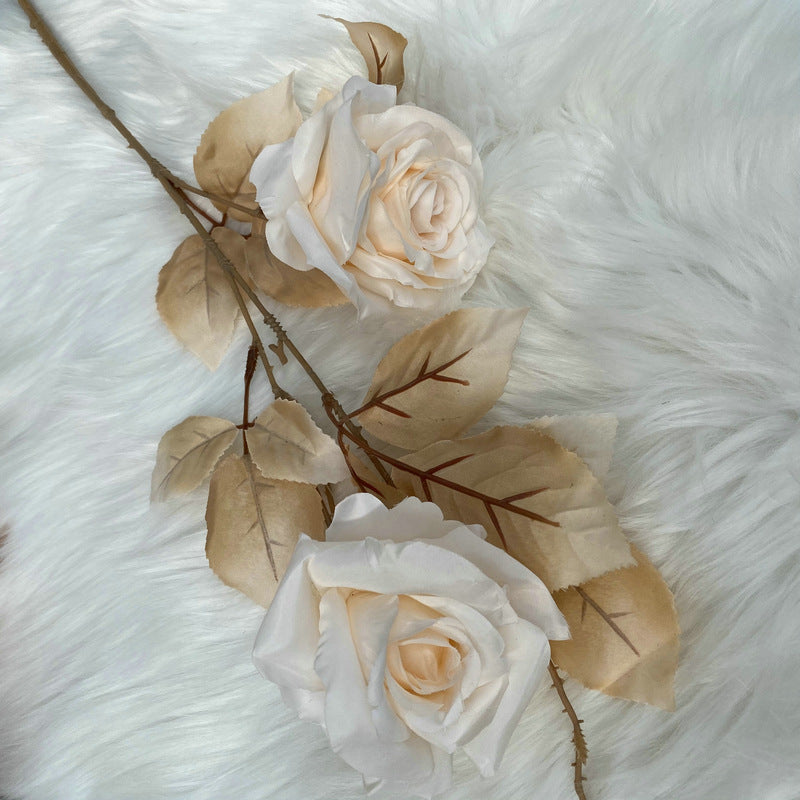 Single Stem Alice Rose with 2 Blooms, 31" Tall, Silk-Like Fabric, Perfect for Weddings, Home Decor & Events