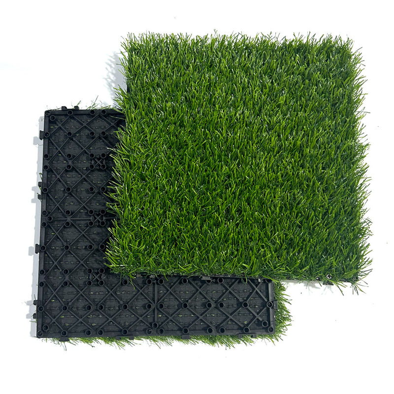 Artificial Grass Mat Tiles, 2-Piece Interlocking Faux Turf Pads, 1" Pile Height, Dog Potty Patch, Patio, Garden & Wedding Decor