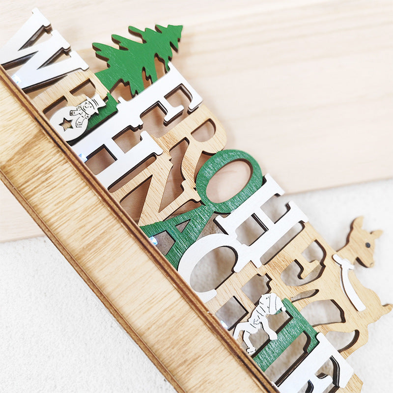 German Merry Xmas Letter Ornaments Bulk Set for Table Decoration Wooden Glow Letters Wholesale