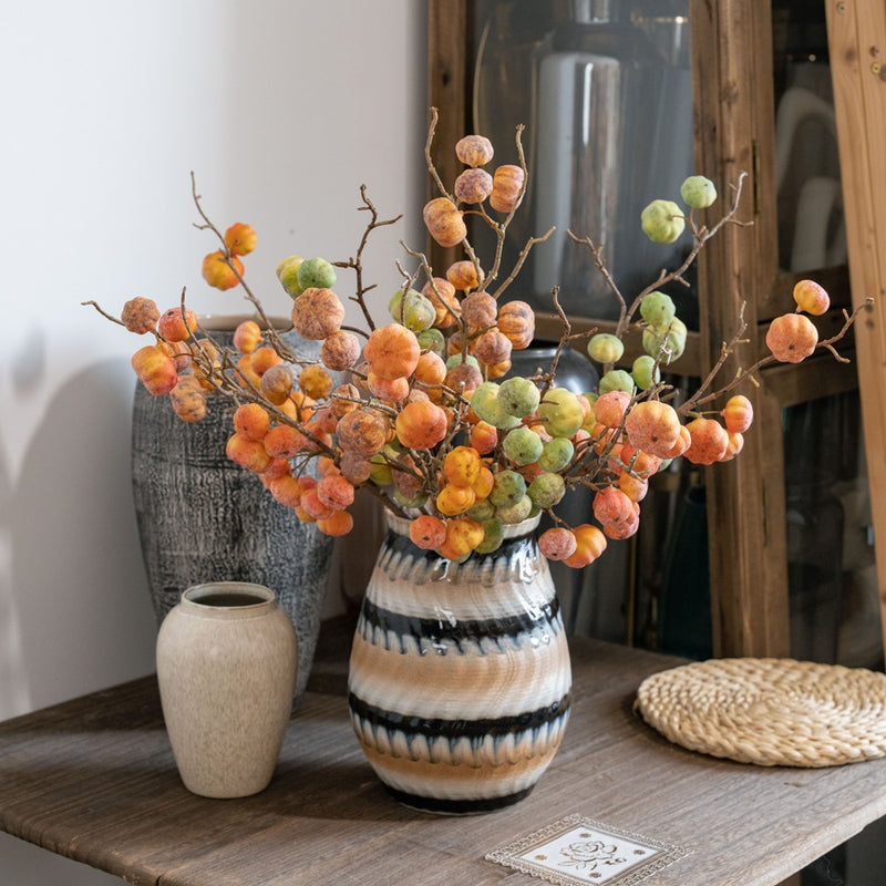 Artificial Pumpkin Stem, Single Branch with 12 Mini Pumpkins, 22" Fall Decor for Home & Events