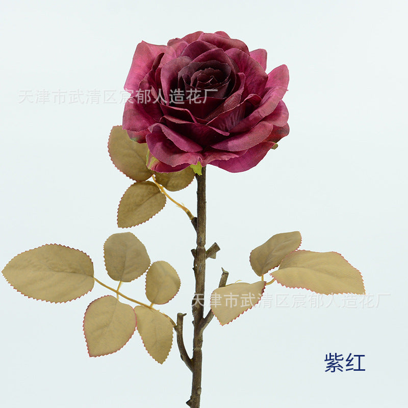Artificial Rose Bouquet, Set of 3 Stems with Large 4.5" Silk-Like Blooms, 19" Long for Weddings, Home & Office Decor