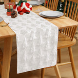 Christmas Plush Embroidered 3D Christmas Tree Table Runner - Holiday Table/Bed End Decoration (~13x72 Inches)