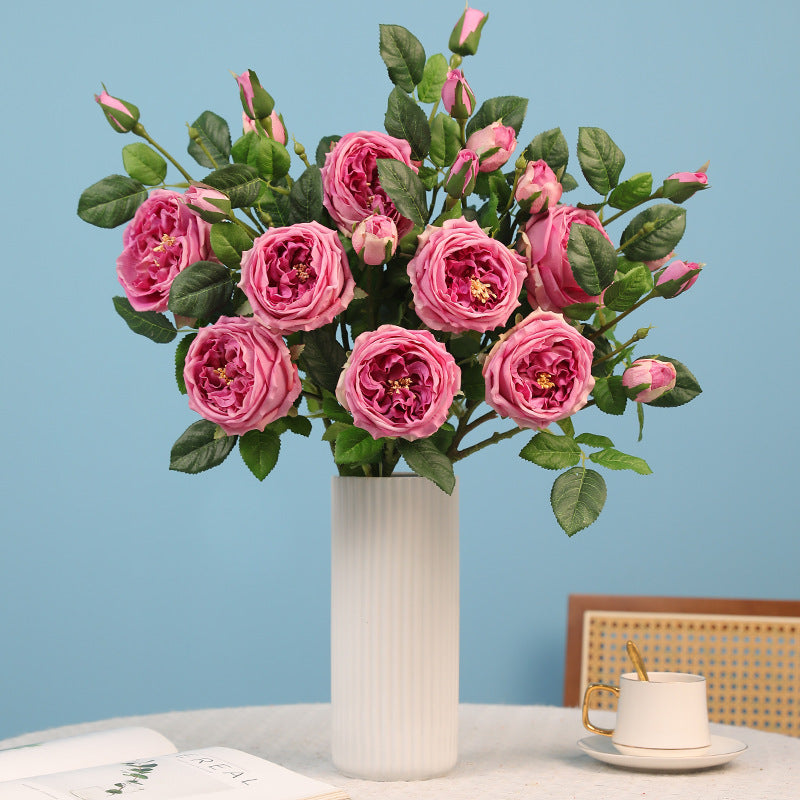 27.6" Ins-Style Faux Pink Rose Stem – Artificial Flower for Home Decor (Living Room/Dining Table) | Wedding & Photoshoot Prop