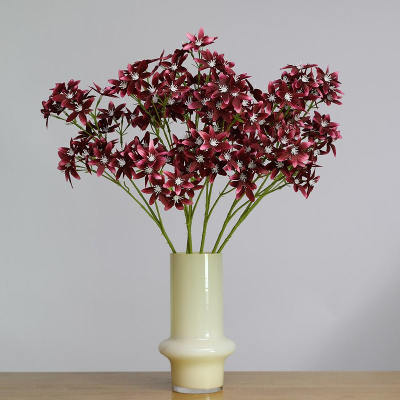 Artificial Star Orchid Bush, 3-Fork 6-Point Faux Silk Flower Stem, for Wedding, Home & Hotel Decor