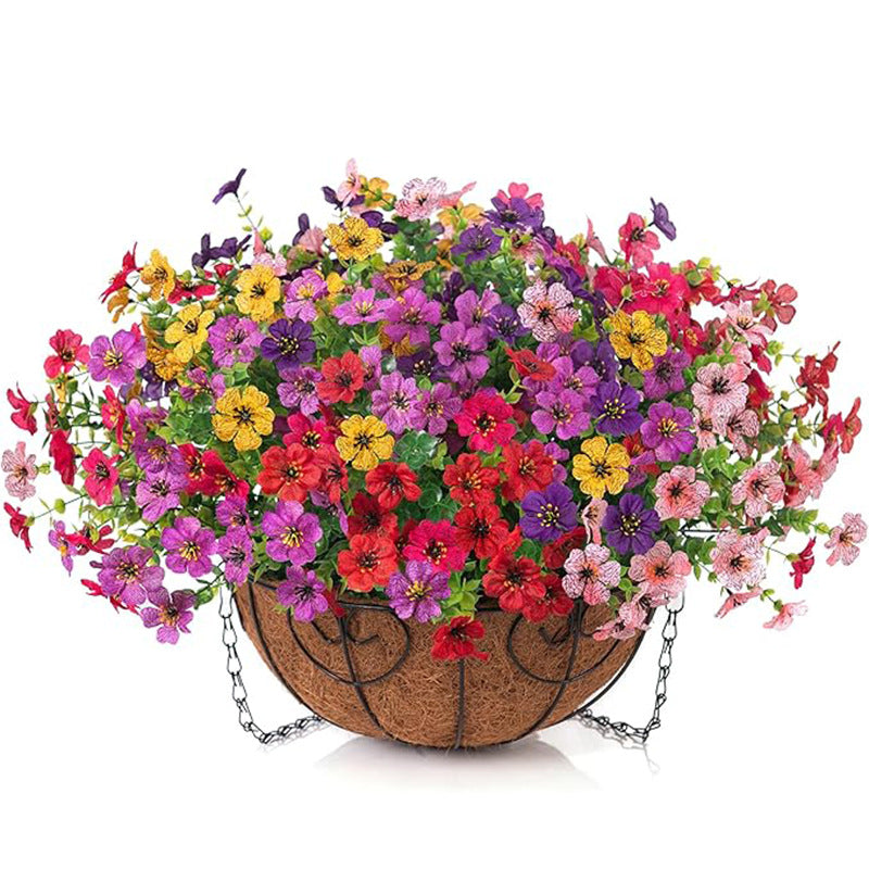 Premium Artificial Hanging Flower Basket UV-Resistant Silk Daisy Eucalyptus Outdoor Porch Patio Balcony Yard All-Weather 3D Pistil
