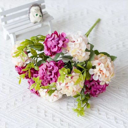 Bulk 5 Pcs Hydrangea Bridal Bouquets Silk Permanent Flower Flexible Stems for Weddings Bridesmaids Reception Centerpieces Wholesale