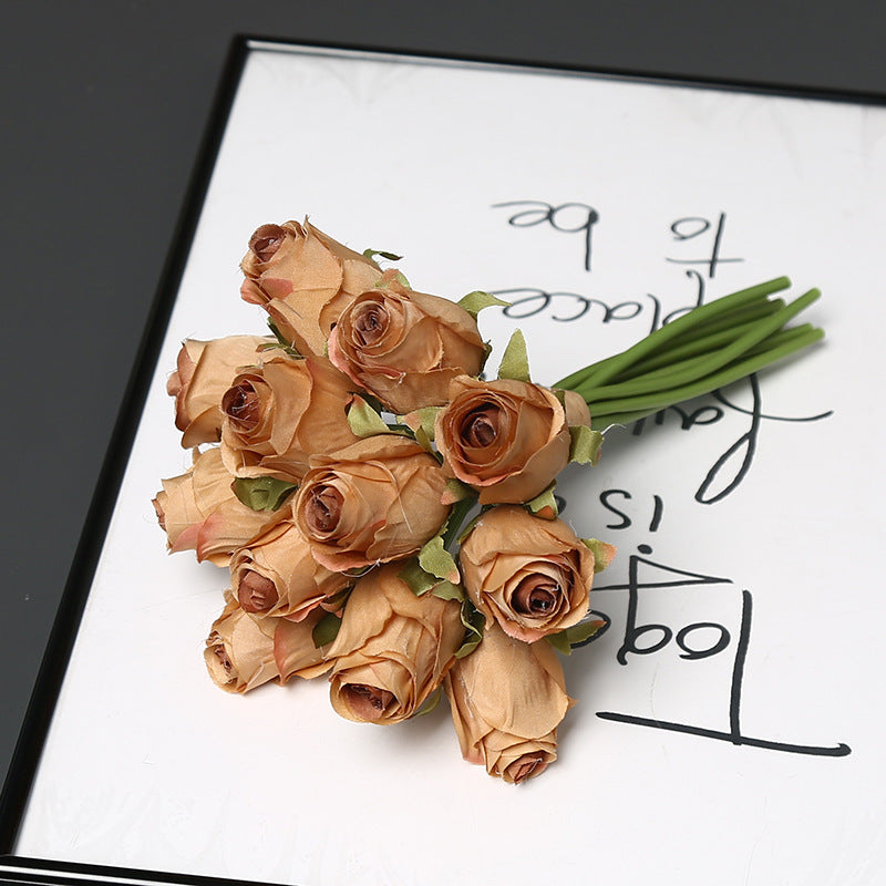 12-Bloom Artificial Rose Bouquet, Silk-Like Fabric, 10" Height, Perfect for Weddings, Events, and Home Decor