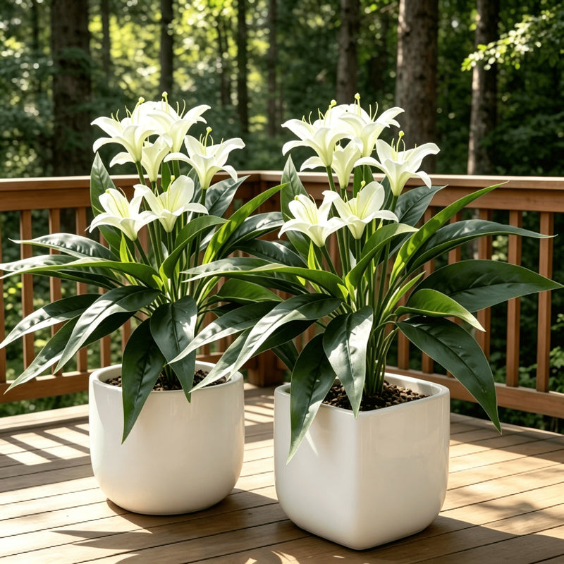 Artificial Lily Bouquet with 3 Blooms, UV-Resistant for Indoor & Outdoor Use