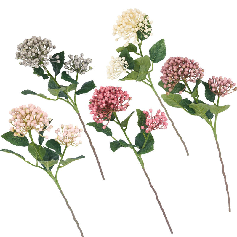 Artificial Wild Berry Bush with Leaves, 2 Berry Clusters, Plastic, for Wedding, Home & Window Display