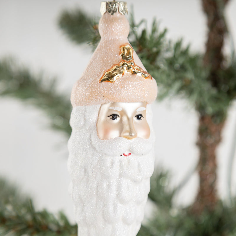 Christmas Ornaments Icicle Santa Glass Hanging Decorations with Chain for Xmas Tree, Bulk Wholesale Set