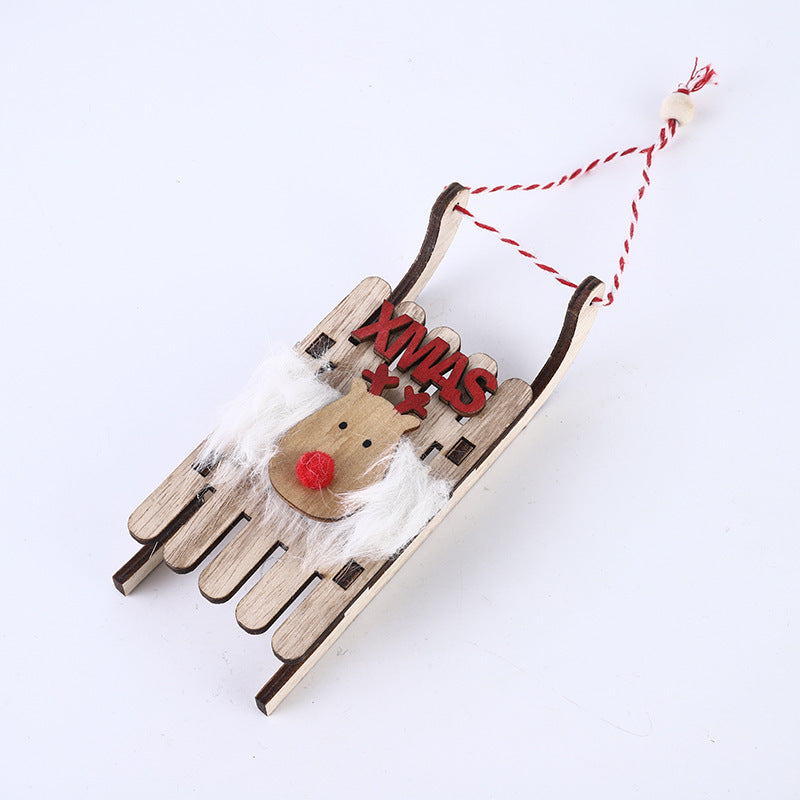 10 Pcs Christmas Sleigh Pendant Ornaments with Elk, Snowman, Santa Claus – Holiday Hanging Decorations for Kids