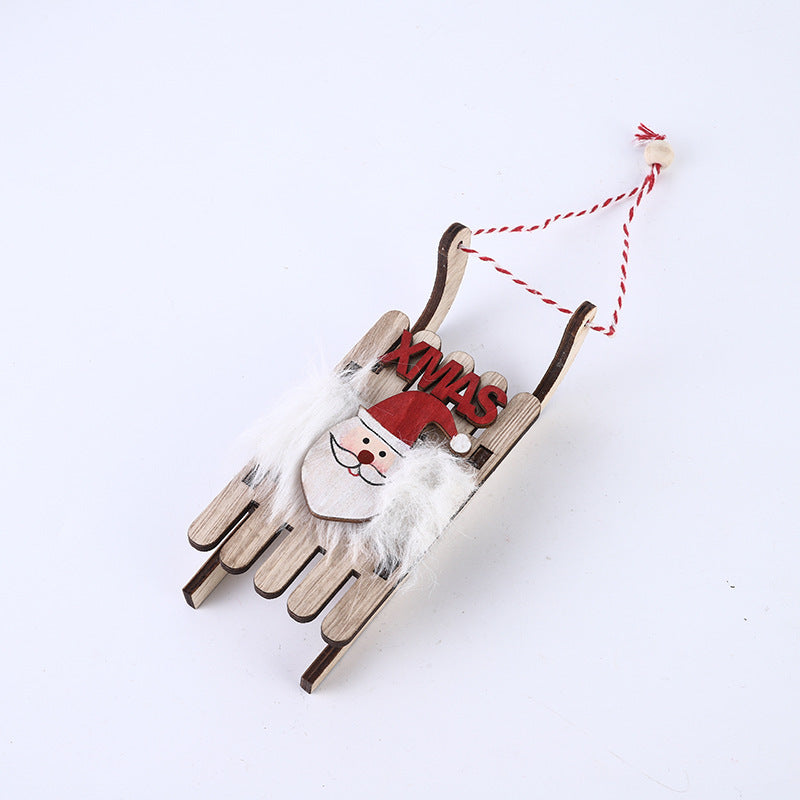 10 Pcs Christmas Sleigh Pendant Ornaments with Elk, Snowman, Santa Claus – Holiday Hanging Decorations for Kids