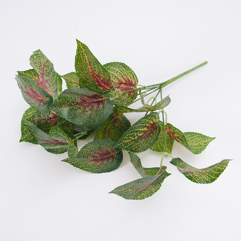 Single Stem Artificial Perilla Plant, 14" Plastic Bush, Realistic Green Leaves for Home Decor, Wedding, and Event Styling
