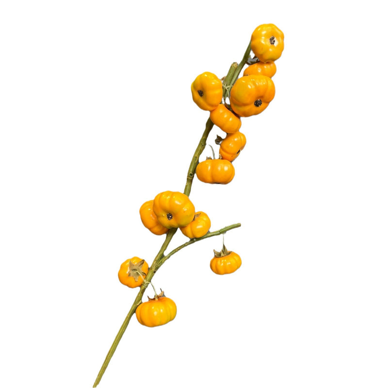 Single Stem Artificial Pumpkin Decoration, 25" Long with 13 Blooms, Foam Material, Perfect for Home, Holiday, and Commercial Decor
