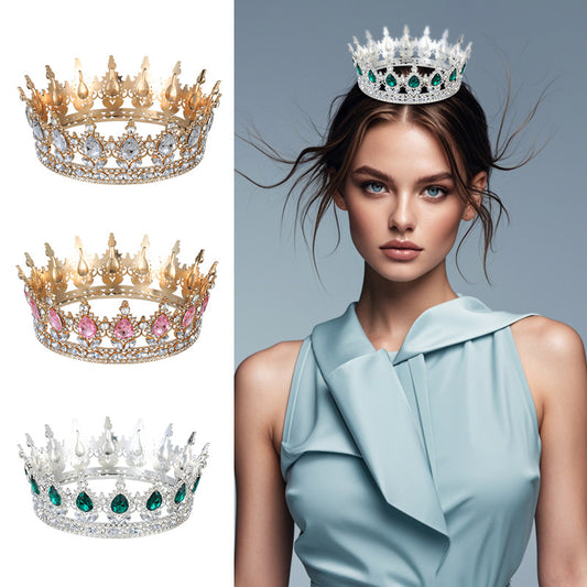 Baroque Waterdrop Crown Tiara - Adult Birthday & Bridal Hair Accessory