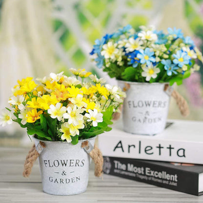 Premium 6 pcs UV Resistant Artificial Daisy Flowers Silk Farmhouse Decor Indoor Outdoor Garden Wall Hanging Arrangements