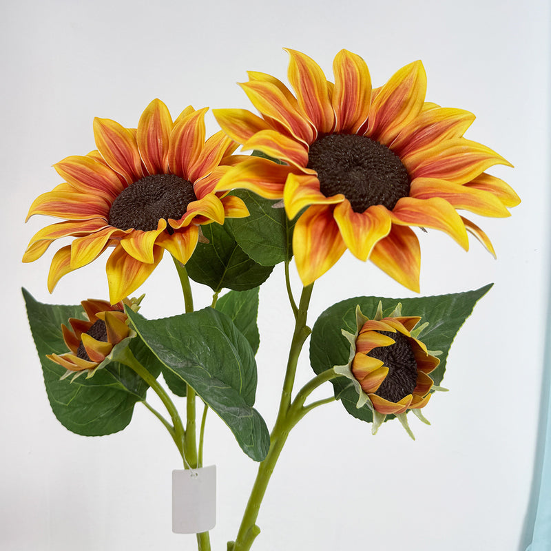 46" Artificial Sunflower Bush with 2 Blooms, Modern Farmhouse Decor for Weddings, Events, and Home Styling
