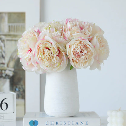 Bulk 2 Pcs Luxury Artificial Peony Bouquets 10 Real Touch Silk Stems with Foliage Wedding Arch Florals Table Centerpieces & Boho Home Decor No Fade Faux Flowers 7 Colors Wholesale