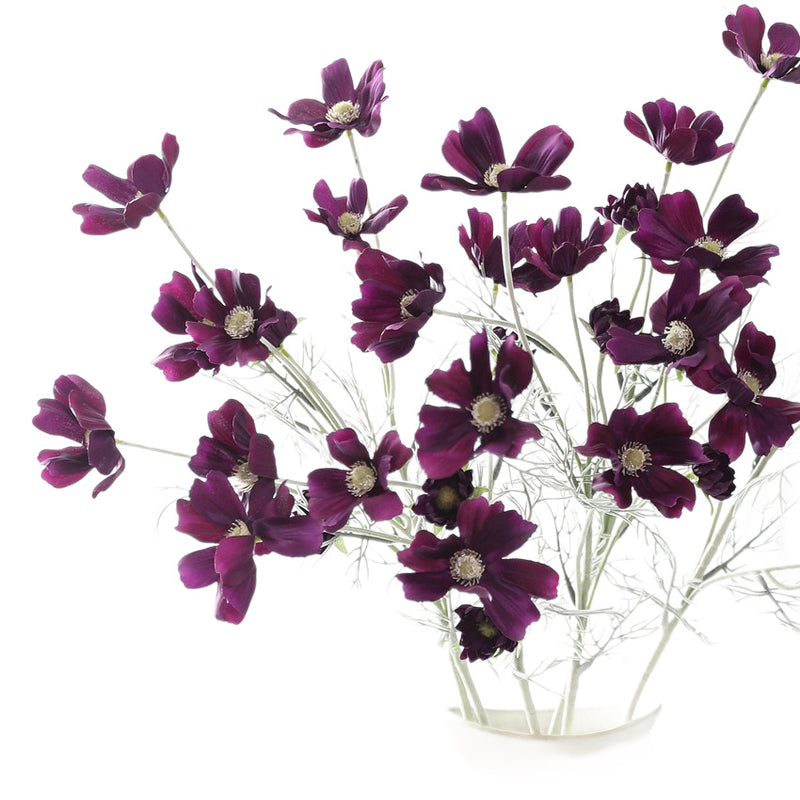 Artificial Cosmos Flower Bush with 6 Blooms, Silk-Like Fabric, 24" Tall, Indoor Decor
