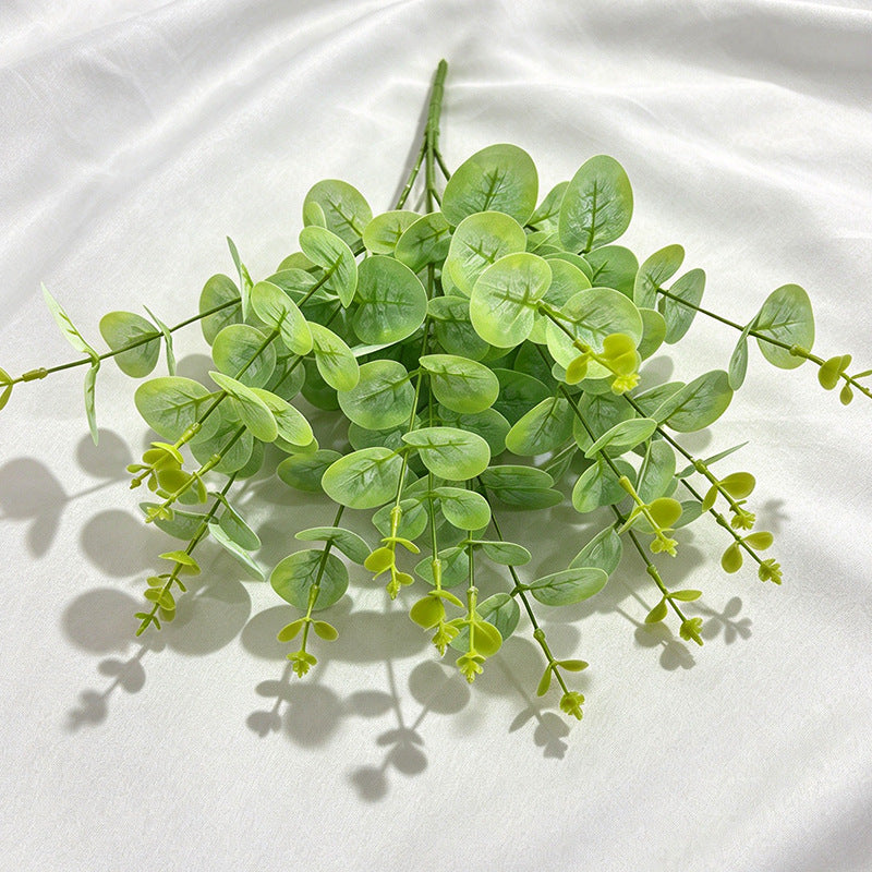 Artificial Money Leaf Bush, Round Leaf Faux Greenery Bunch for Vase Arrangements, Home Decor and Weddings