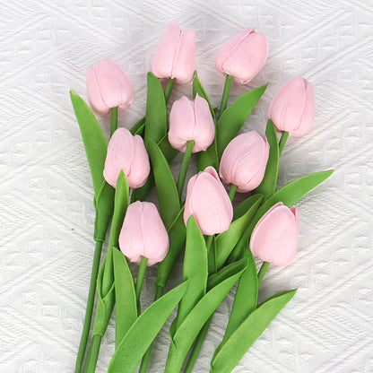 Bulk 20Pcs Silk Tulips  Artificial Flowers Bendable Stem for Mother's Day  Wedding Centerpiece Home Decor Wholesale
