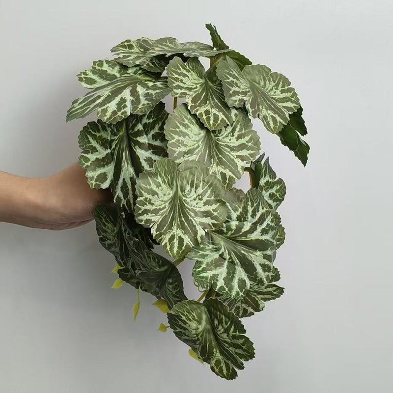 Single Stem Begonia Leaf Artificial Plant, 12 Inch Realistic Faux Greenery for Home, Hotel, and Event Decor
