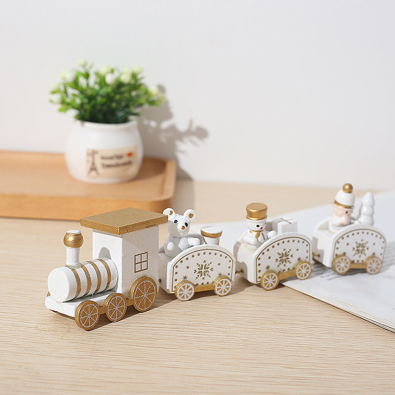 3 Pcs Christmas Mini Train Decor Set with Snowman Ornament for Holiday Party Decoration
