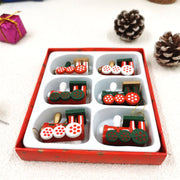 6 Pcs Wooden Christmas Train Set Ornaments for DIY Holiday Arrangements Party Decor