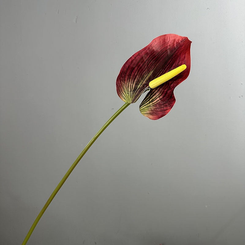 Single Stem Anthurium Artificial Flower, 28" Tall with 5" Bloom, Lifelike Red Flamingo Lily for Home & Event Decor
