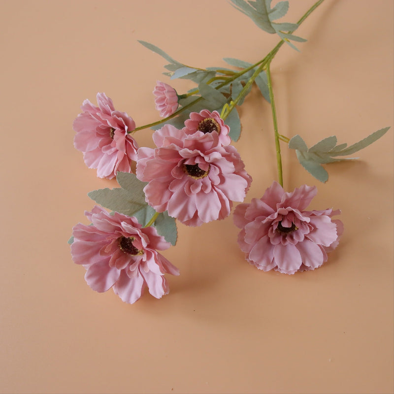 23 Inch Artificial Zinnia Flowers Long Stem Bulk Quantity Silk Stems