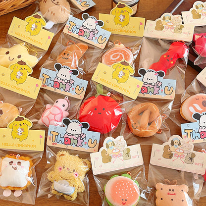 10-Pack Wedding Favor Plush Keychains - Cute Foodie Stuffed Animal Bag Charms