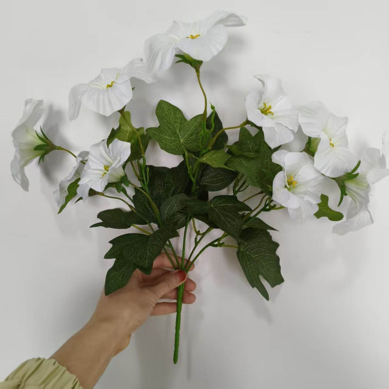 Morning Glory Bush with 10 Blooms, UV-Resistant for Indoor & Outdoor Use, 16" Height