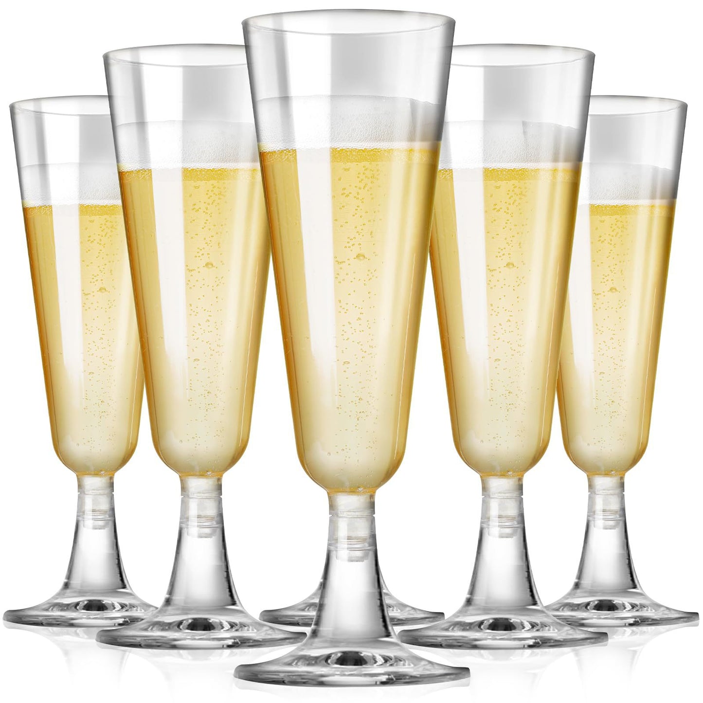 Bulk 25 Pcs Disposable Champagne Cups 2025 Crystal Clear Acrylic Toasting Flutes Non-Slip for Wedding Receptions&NYE Party Decor Wholesale