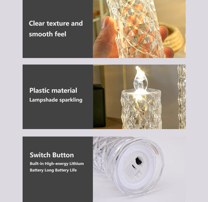 Bulk 2 Pcs LED Flameless Candles With Rose Pattern Refraction Halo Projection For Birthday Wedding Party Decor Wholesale