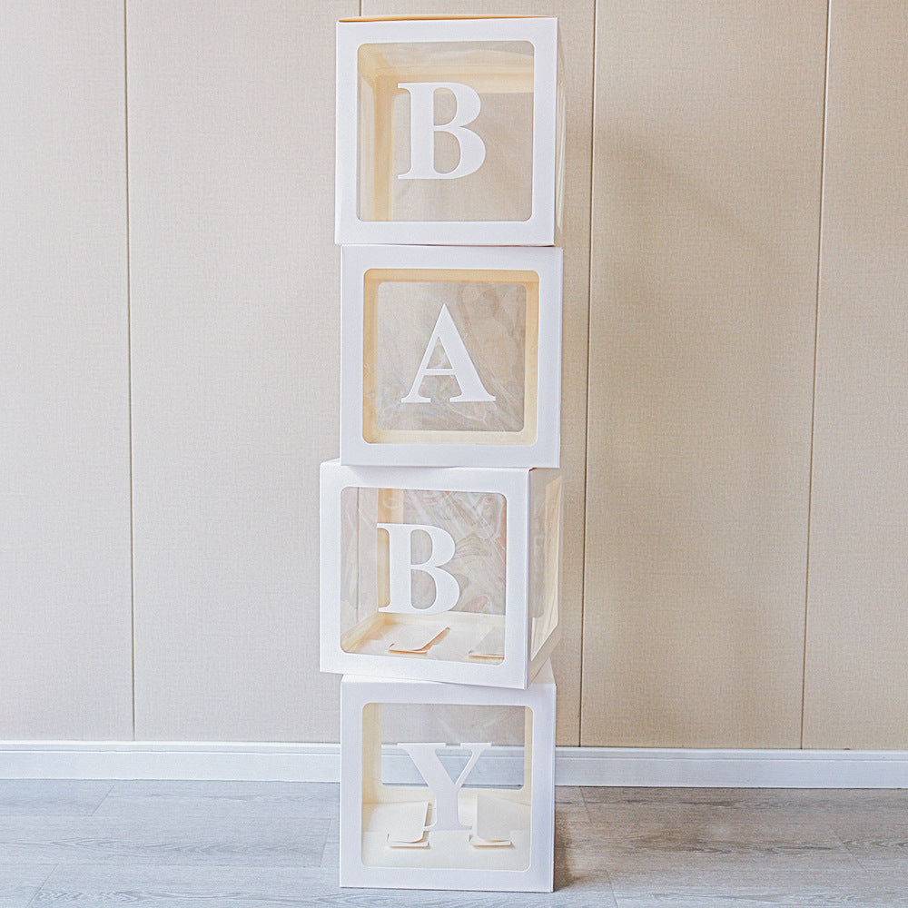 Bulk 4 Pcs Clear Balloon Boxes with Letters for Baby Shower Birthday Party Backdrop Decor Wholesale