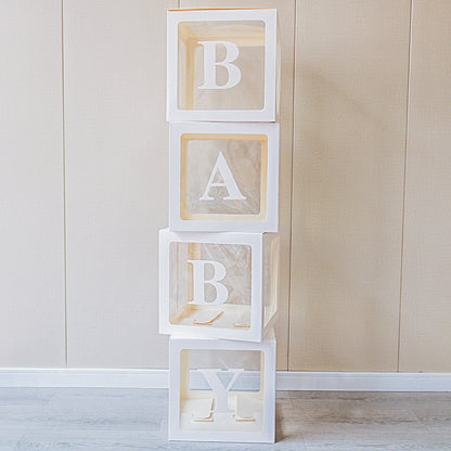 Bulk 4 Pcs Clear Balloon Boxes with Letters for Baby Shower Birthday Party Backdrop Decor Wholesale