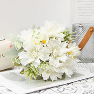 Wedding Floral Backdrop Decor Dahlia Bouquet Kit Silk with Bendable Steel Stems for Venue Styling