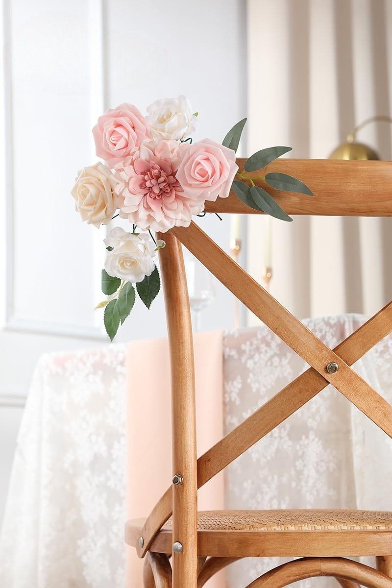 Wedding Backdrop Floral Arrangement Kit Silk Rose Dahlia Combo Adjustable Stems UV Fade Resistant Event Decor