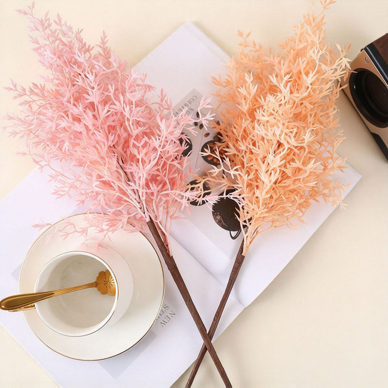 Artificial Frosted Misty Grass Bush, Plastic Faux Oncidium Filler Spray, 21 in, for Wedding, Home & Window Display