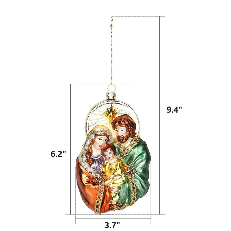 Christmas Ornament Nativity Glass Hanging Decoration for Tree, Bulk Wholesale Set
