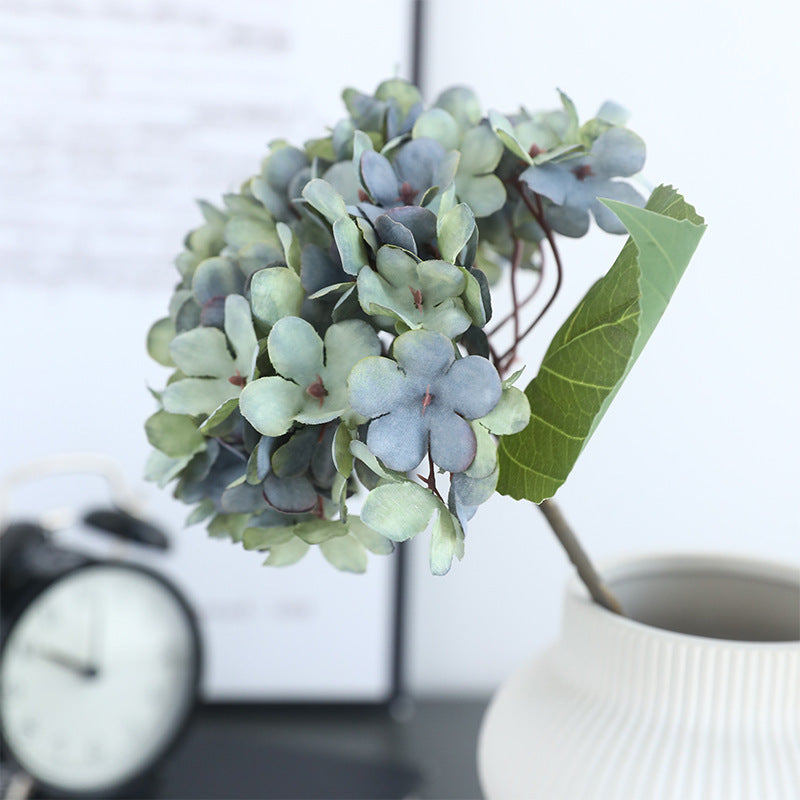 Artificial Hydrangea Single Stem, 1 Bloom, Faux Silk Fabric, Autumn Tones, for Wedding, Home & Window Display