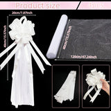 Church Wedding Ceremony Decor: 4-Piece White Chair & Aisle Bow Set (7.87-47.24in)