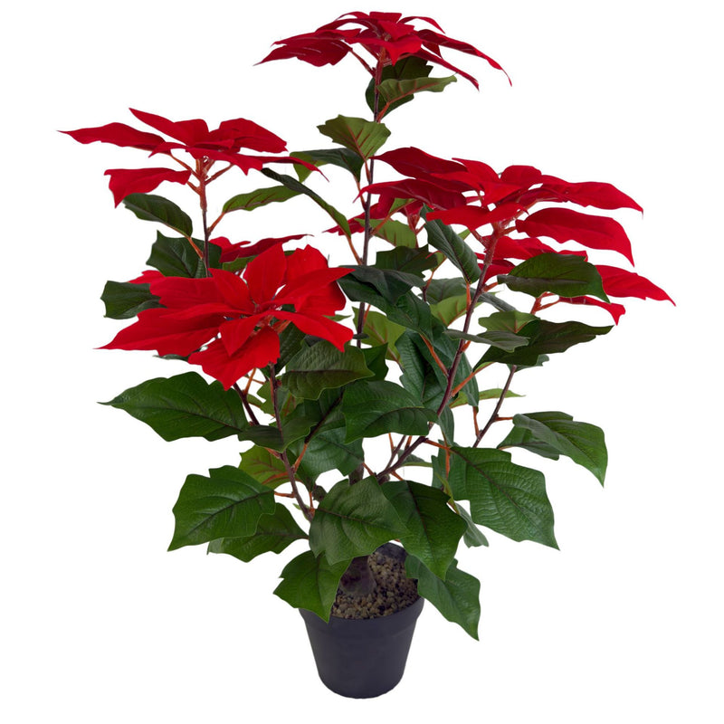 2Pcs Artificial Poinsettias with Pots Christmas Flowers